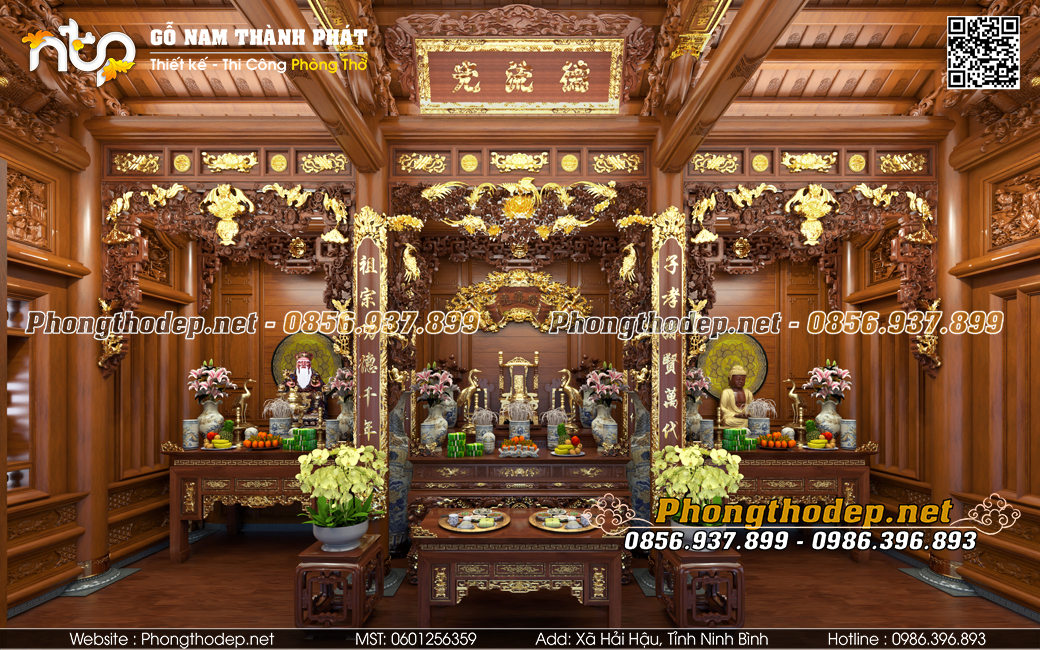 Bố trí nội thất nhà gỗ 3 gian trên tầng 2